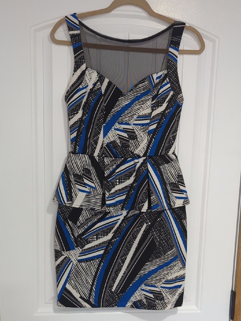 Mesh Top, Peplum Cocktail Dress